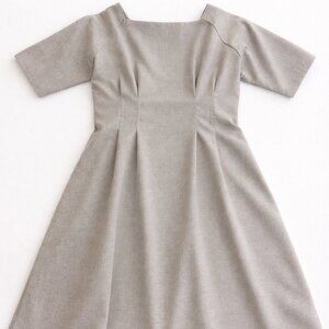 Minimalist Taupe A-Line Dress | Structured Fit | Neutral Elegant | Work Casual